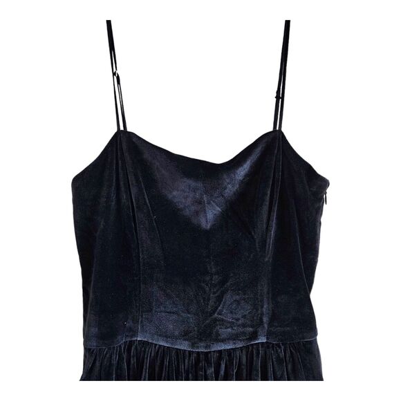ABERCROMBIE & FITCH Tall ST MT Dress Gray Velour Spaghetti Straps Bubble Hem - Picture 2 of 8